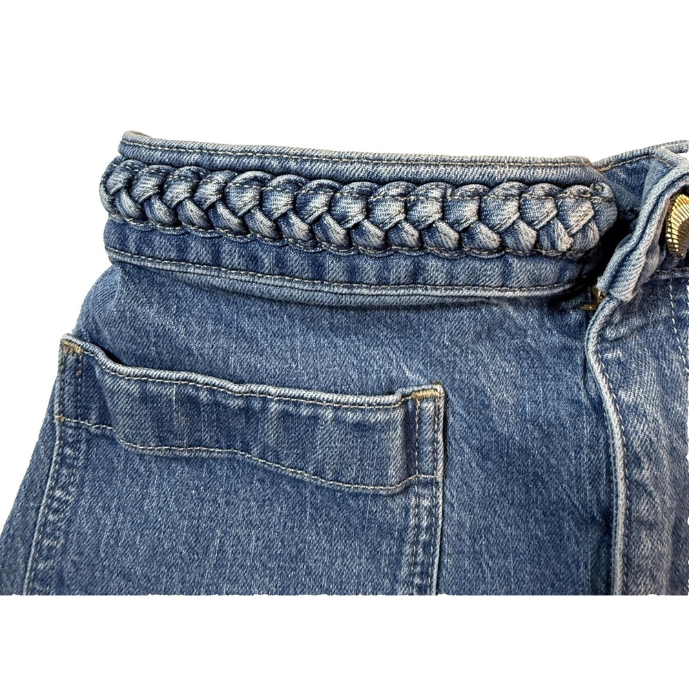 Madewell X Lisa Says Gah Shorts Womens 25 Blue Denim Braided Waist Shell Button - Picture 4 of 9